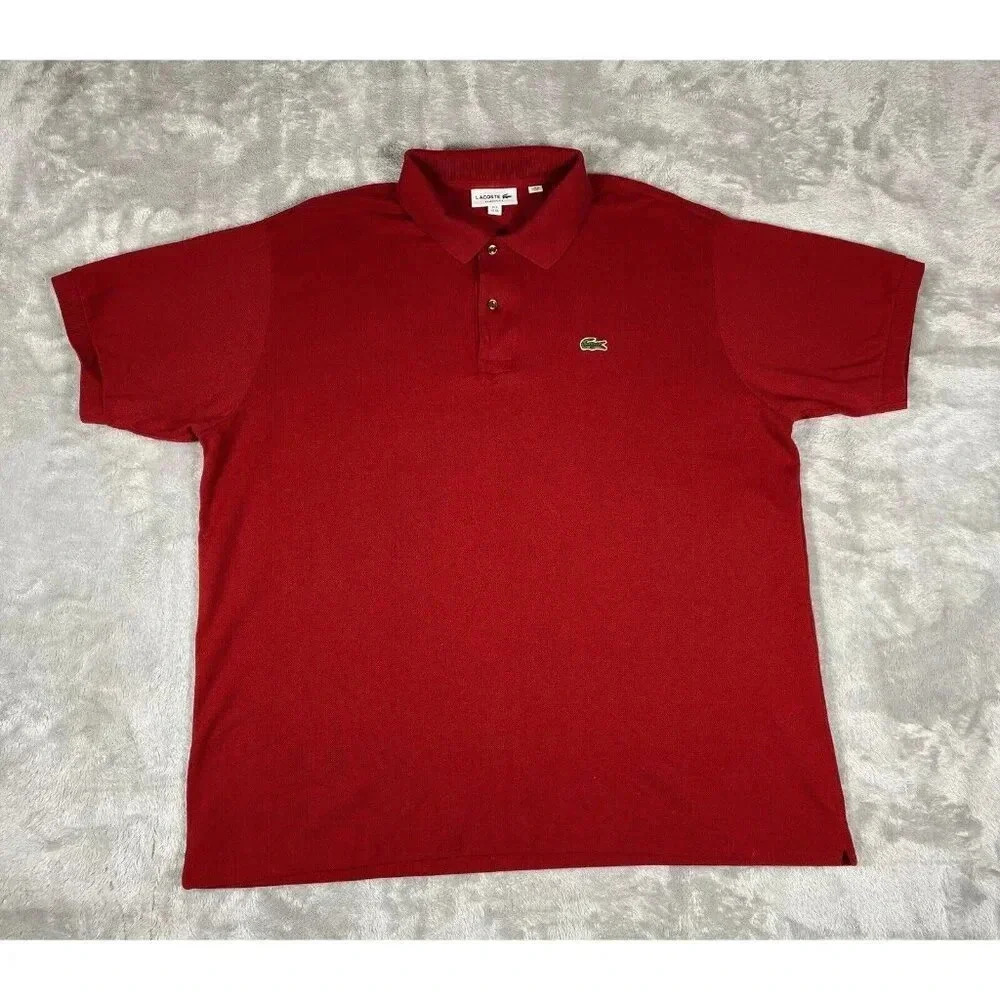 Lacoste Polo Shirt Mens US XXL Sleeve Red w Alligator Logo Casual